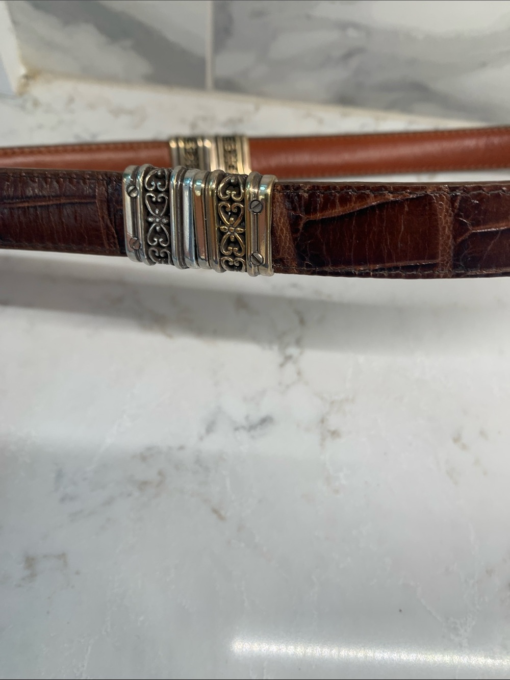 Brighton Reversible Brown Leather Belt with Ornate Silver Buckle Size M 30 - Picture 6 of 6
